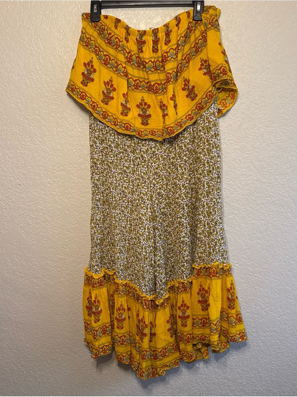 Yellow Floral Tiered Boho Romper